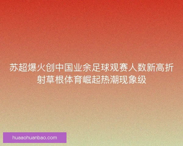 苏超爆火创中国业余足球观赛人数新高折射草根体育崛起热潮现象级 苏超爆火创中国业余足球观赛人数新高折射草根体育崛起热潮现象级